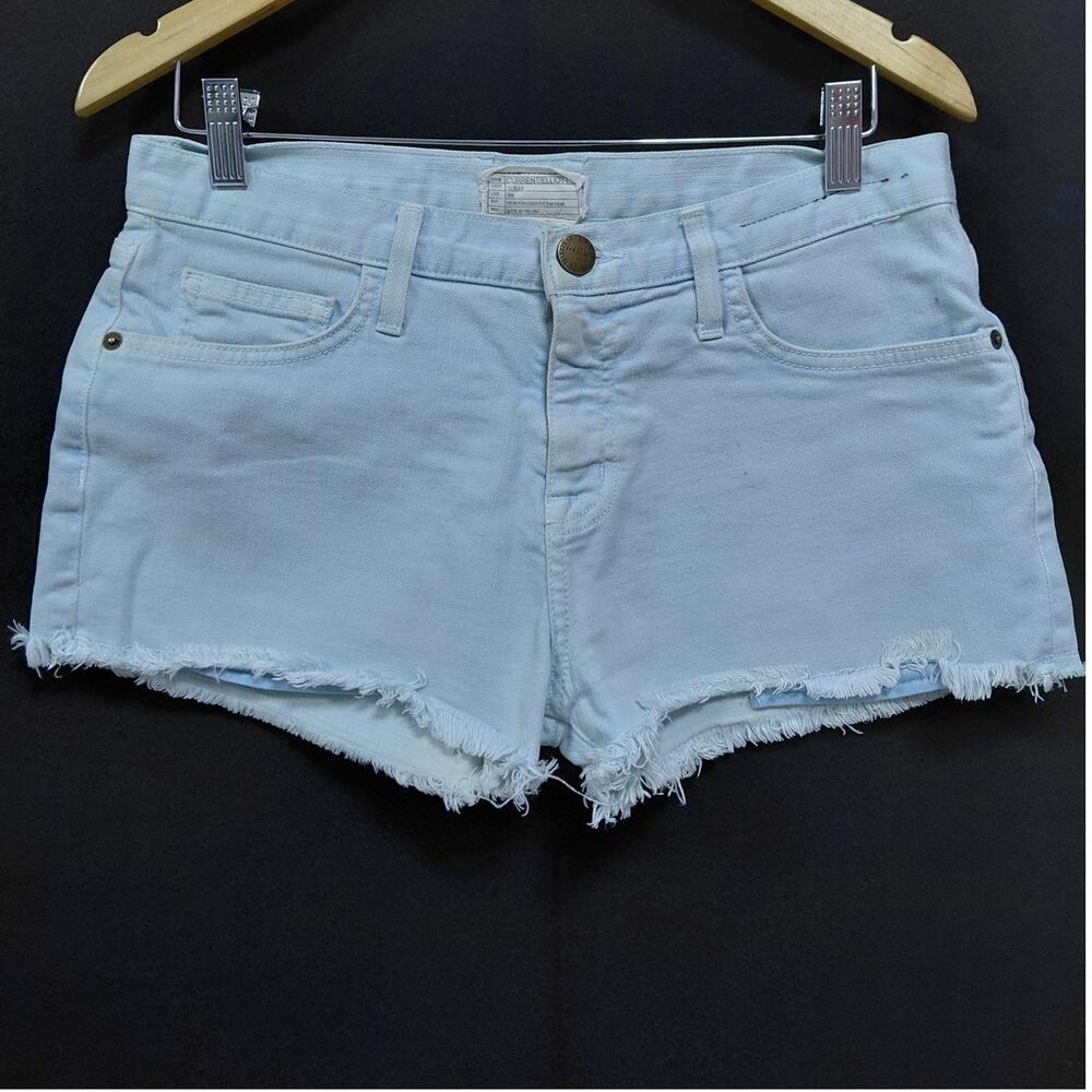 CURRENT/ELLIOTT Short Turquoise Solid Denim Relaxed Women Size 26